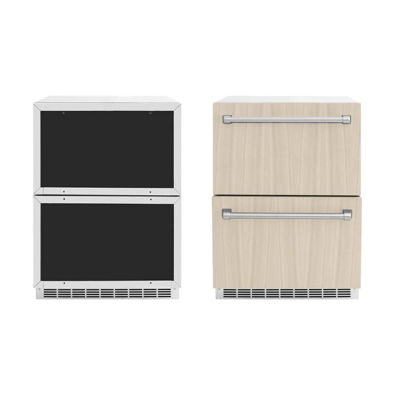 ZLINE 24 in. Touchstone 168 Can Outdoor-Rated Dual Refrigerator Drawer with Panel-Ready Doors (RDSPO-24) - (RDSPO24) -