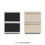 ZLINE Autograph Edition 24 in. Touchstone 168 Can Outdoor-Rated Dual Refrigerator Drawer with Panel-Ready Doors and Polished Gold Handles (RDSPOZ-24-G) - (RDSPOZ24G) -