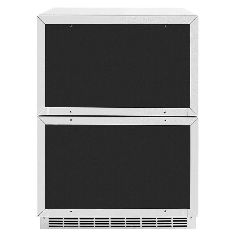ZLINE Autograph Edition 24 in. Touchstone 168 Can Outdoor-Rated Dual Refrigerator Drawer with Panel-Ready Doors and Polished Gold Handles (RDSPOZ-24-G) - (RDSPOZ24G) -