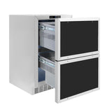 ZLINE Autograph Edition 24 in. Touchstone 168 Can Outdoor-Rated Dual Refrigerator Drawer with Panel-Ready Doors and Matte Black Handles (RDSPOZ-24-MB) - (RDSPOZ24MB) -