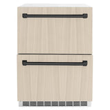 ZLINE Autograph Edition 24 in. Touchstone 168 Can Outdoor-Rated Dual Refrigerator Drawer with Panel-Ready Doors and Matte Black Handles (RDSPOZ-24-MB) - (RDSPOZ24MB) -