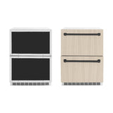 ZLINE Autograph Edition 24 in. Touchstone 168 Can Outdoor-Rated Dual Refrigerator Drawer with Panel-Ready Doors and Matte Black Handles (RDSPOZ-24-MB) - (RDSPOZ24MB) -