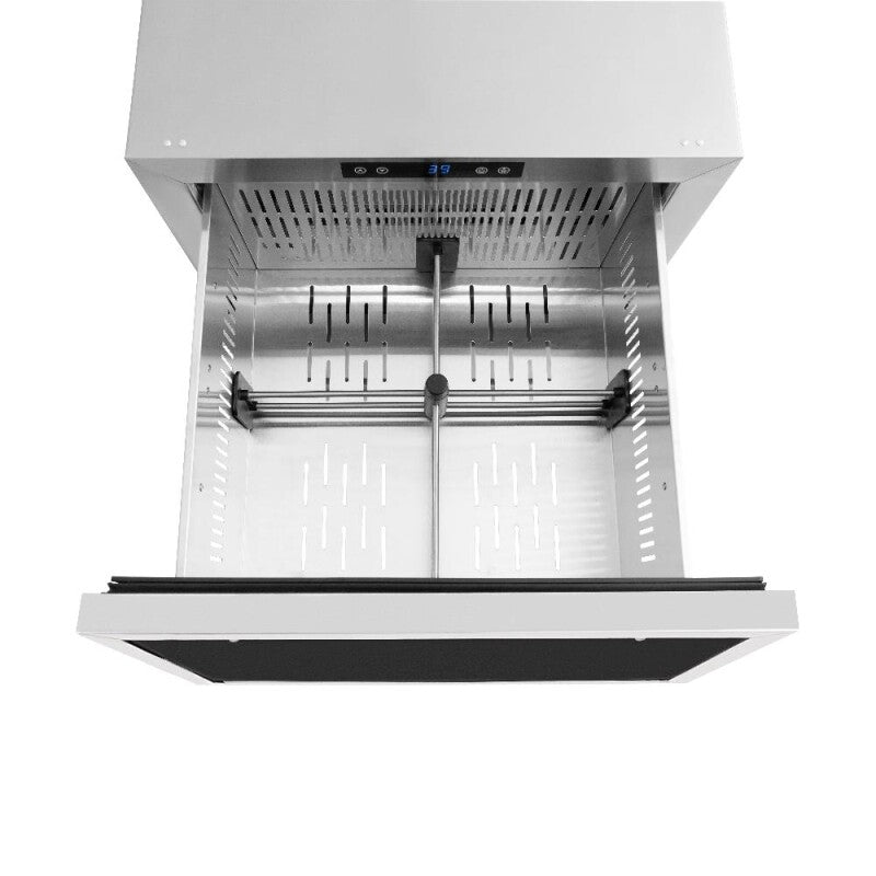 ZLINE Autograph Edition 24 in. Touchstone 168 Can Outdoor-Rated Dual Refrigerator Drawer with Panel-Ready Doors and Matte Black Handles (RDSPOZ-24-MB) - (RDSPOZ24MB) -
