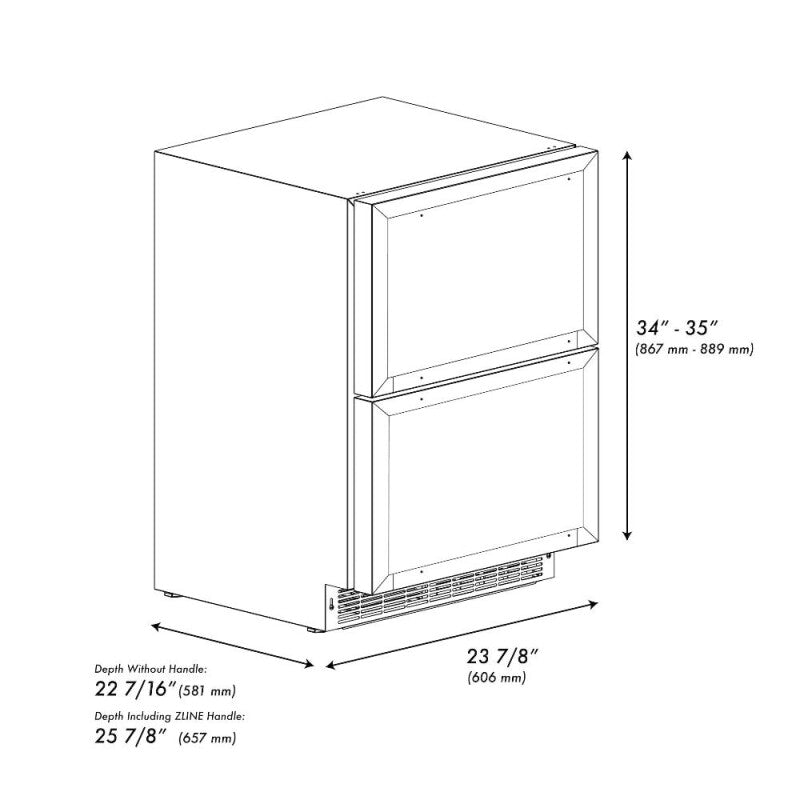 ZLINE Autograph Edition 24 in. Touchstone 168 Can Outdoor-Rated Dual Refrigerator Drawer with Panel-Ready Doors and Matte Black Handles (RDSPOZ-24-MB) - (RDSPOZ24MB) -