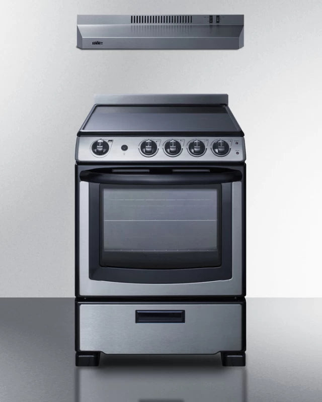 24" Wide Electric Range & Convertible Hood - (REXH24RSS)