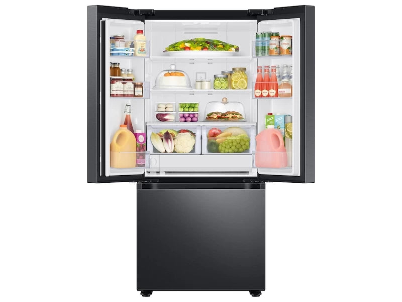 22 cu. ft. Smart 3-Door French Door Refrigerator in Black Stainless Steel - (RF22A4121SG) - SAMSUNG