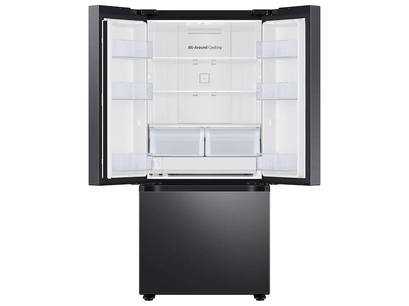 22 cu. ft. Smart 3-Door French Door Refrigerator in Black Stainless Steel - (RF22A4121SG) - SAMSUNG
