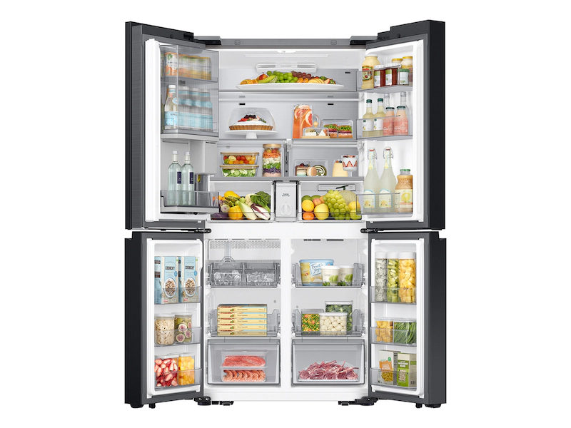 Bespoke 23 cu. ft. Counter Depth 4-Door Flex™ Refrigerator with Beverage Zone™ & Auto Open Door in White Glass - (RF23DB970012AA)