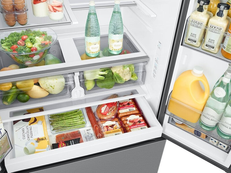 26 cu. ft. Mega Capacity Counter Depth 3-Door French Door Refrigerator with External Water and Ice Dispenser in Stainless Steel - (RF27CG5B10SRAA)
