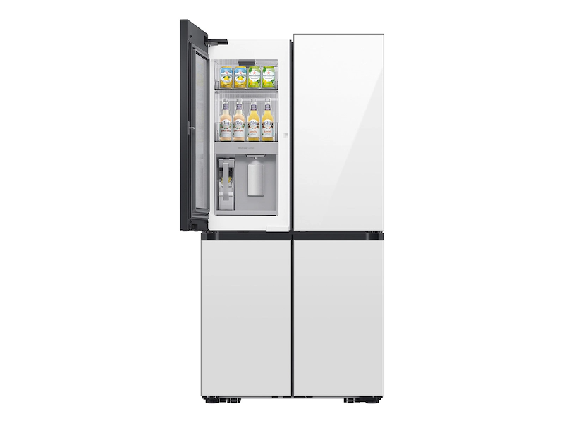 Bespoke 4-Door Flex™ Refrigerator (29 cu. ft.) with Beverage Zone™ and Auto Open Door in White Glass - (RF29DB970012AA)