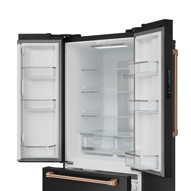 30 Inch 17.7 cu ft French Door Counter Depth Refrigerator with Ice Maker in Black/Rose Gold | Gordon Ramsay Series - (RF3017FFD00RSG) -