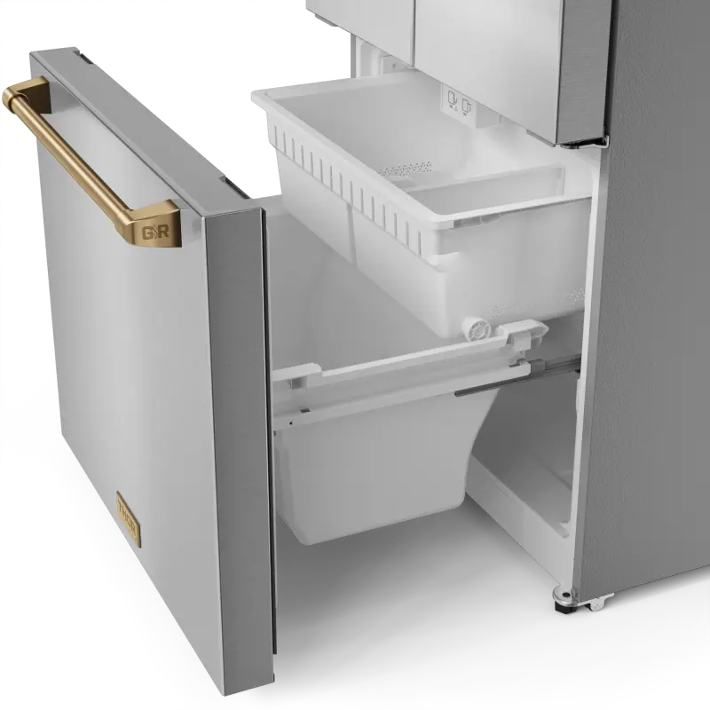 30 Inch 17.7 cu ft French Door Counter Depth Refrigerator with Ice Maker in Stainless Steel/Bronze | Gordon Ramsay Series - (RF3017FFD99BRZ) -