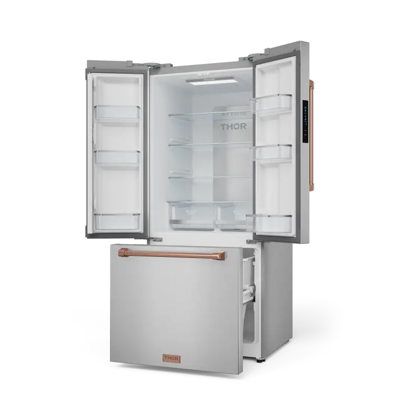 30 Inch 17.7 cu ft French Door Counter Depth Refrigerator with Ice Maker in Stainless Steel/Rose Gold | Gordon Ramsay Series - (RF3017FFD99RSG) -