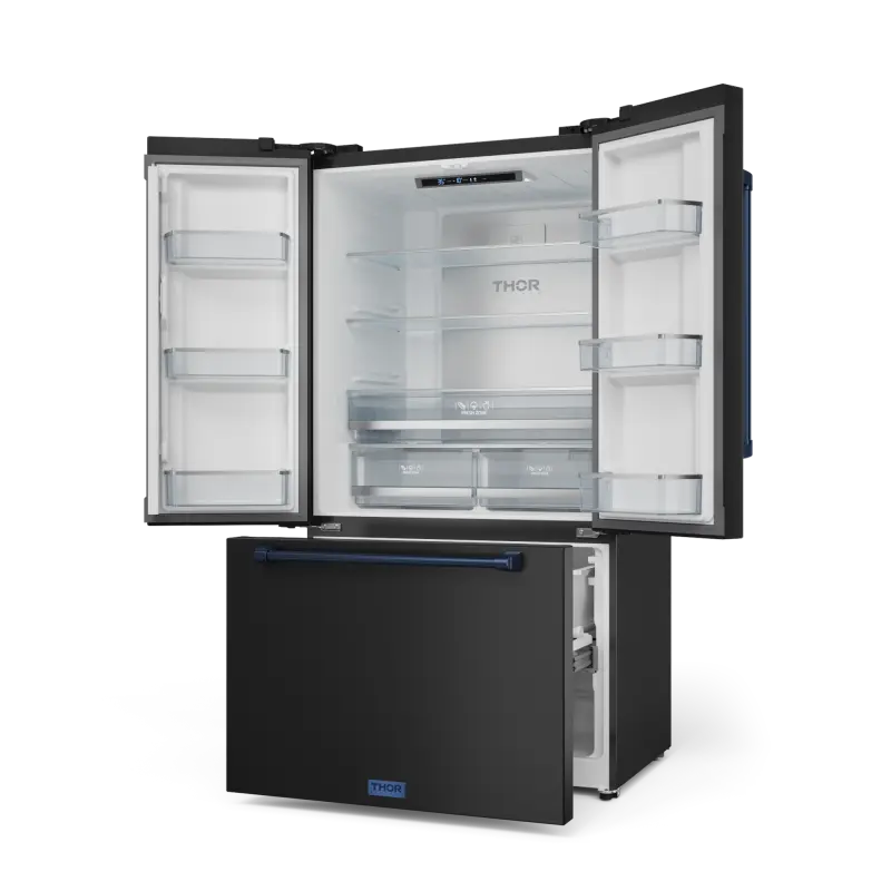 36 Inch 20.3 cu ft French Door Counter Depth Refrigerator with Ice Maker in Black/Navy Blue | Gordon Ramsay Series - (RF3621CTD00BLU) -