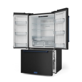 36 Inch 20.3 cu ft French Door Counter Depth Refrigerator with Ice Maker in Black/Navy Blue | Gordon Ramsay Series - (RF3621CTD00BLU) -