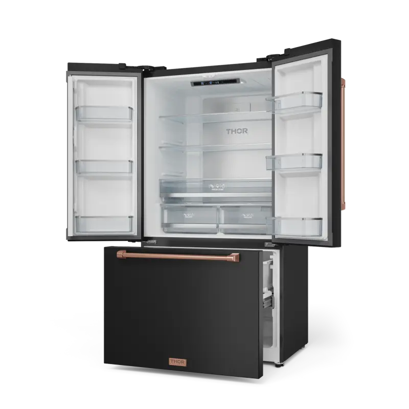 36 Inch 20.3 cu ft French Door Counter Depth Refrigerator with Ice Maker in Black/Rose Gold | Gordon Ramsay Series - (RF3621CTD00RSG) -