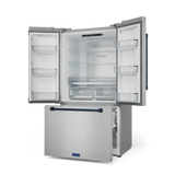 36 Inch 20.3 cu ft French Door Counter Depth Refrigerator with Ice Maker in Stainless Steel/Navy Blue | Gordon Ramsay Series - (RF3621CTD99BLU) -
