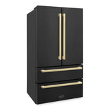 36"Autograph Edition 22.5 cu. ft 4-Door French Door Refrigerator with Ice Maker in Black Stainless Steel with Champagne Bronze Square Handles - (RFMZ36BSFCB) -