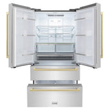 36"Autograph Edition 22.5 cu. ft 4-Door French Door Refrigerator with Ice Maker in Stainless Steel with Champagne Bronze Square Handles - (RFMZ36FCB) -