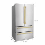 36"Autograph Edition 22.5 cu. ft 4-Door French Door Refrigerator with Ice Maker in Stainless Steel with Champagne Bronze Square Handles - (RFMZ36FCB) -