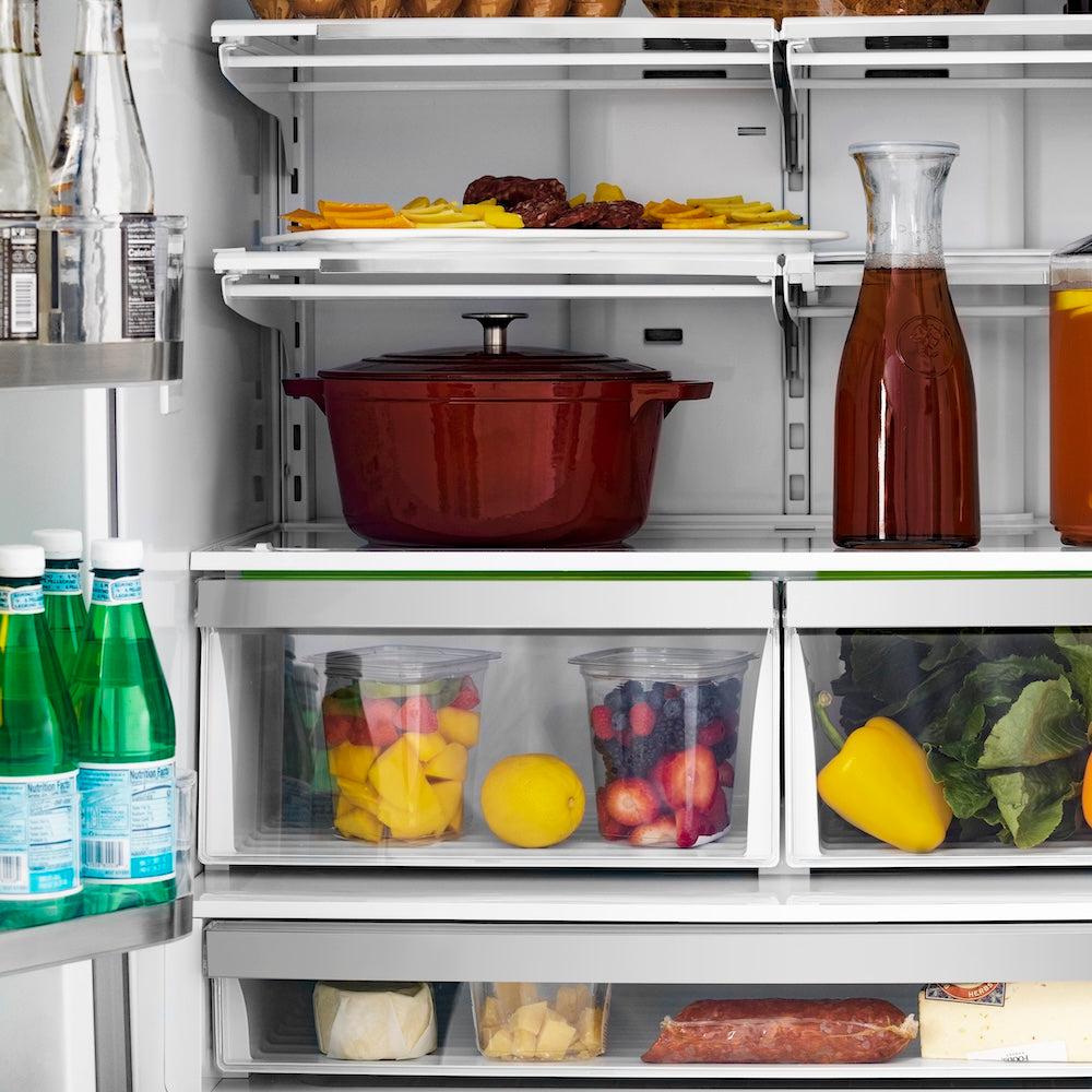 36in. Autograph Edition 22.5 cu. ft 4-Door French Door Refrigerator with Ice Maker in Stainless Steel with Polished Gold Square Handles - (RFMZ36FG) -
