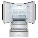 ZLINE Autograph Edition 36 in. 22.5 cu. ft. Counter-Depth French Door Refrigerator with Ice Maker in Fingerprint-Resistant Stainless Steel with Matte Black Modern Handles (RFMZ-36-FMB) - (RFMZ36FMB) -