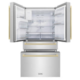 36"Autograph Edition 21.6 cu. ft 4-Door French Door Refrigerator with Water and Ice Dispenser in Stainless Steel with Champagne Bronze Square Handles - (RFMZW36FCB) -