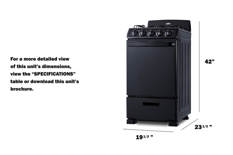 20" Wide Gas Range - (RG201B)