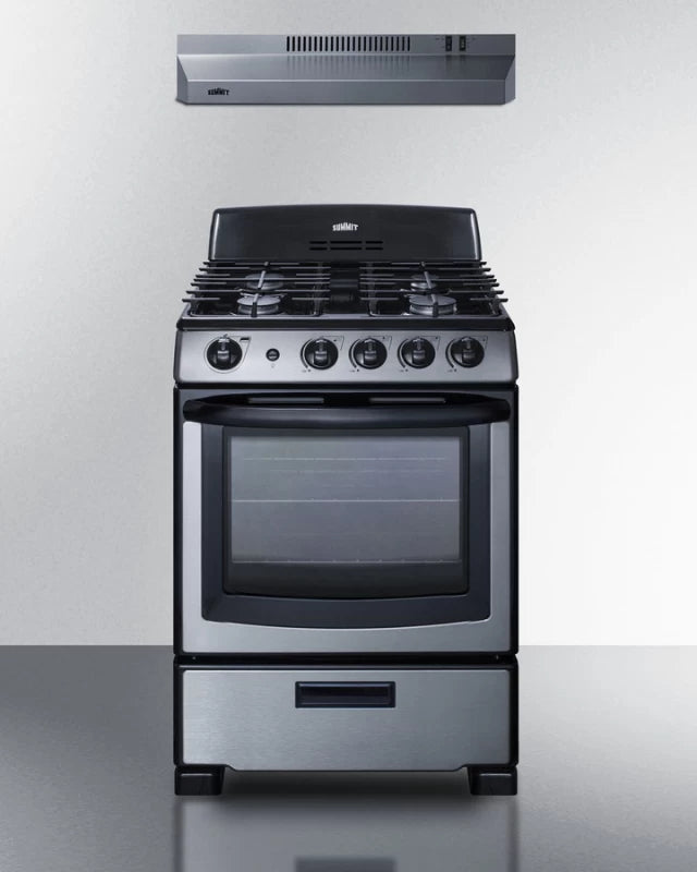 24" Wide Gas Range & Convertible Hood - (RGH24RSS)
