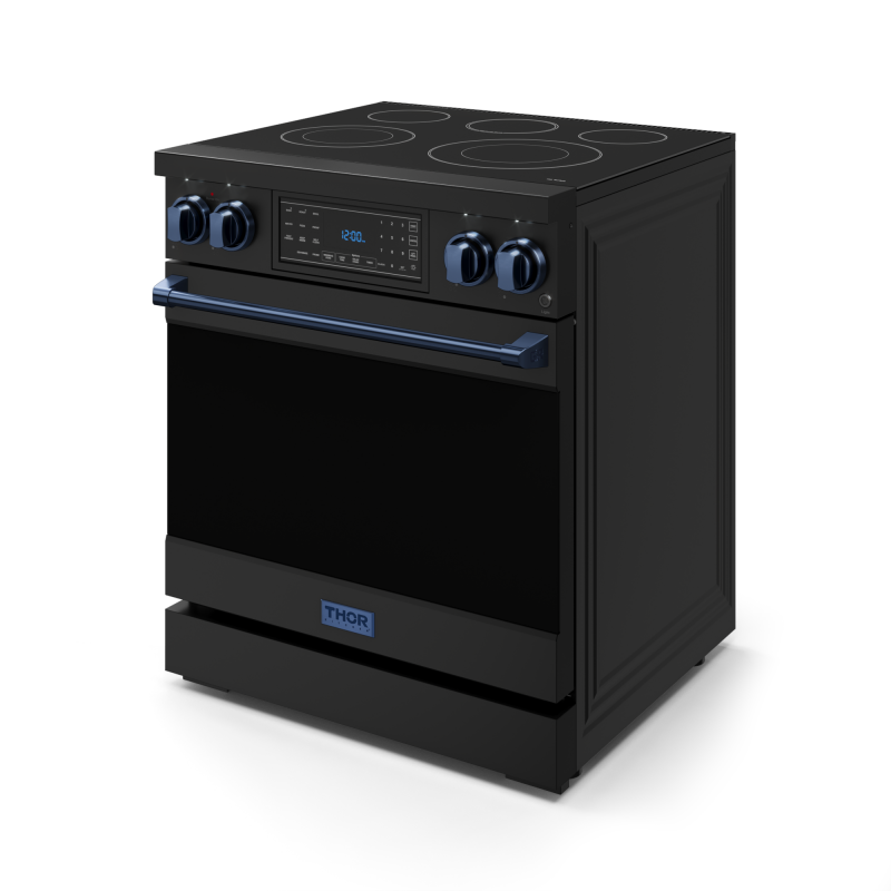 30 Inch Professional Electric Range with Tilt Panel Touch Control in Black/Navy Blue | Gordon Ramsay Series - (RSE30BBLU) -