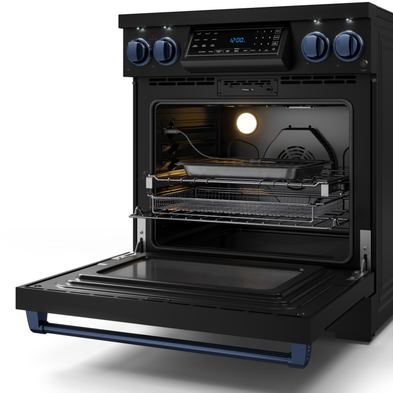 30 Inch Professional Electric Range with Tilt Panel Touch Control in Black/Navy Blue | Gordon Ramsay Series - (RSE30BBLU) -