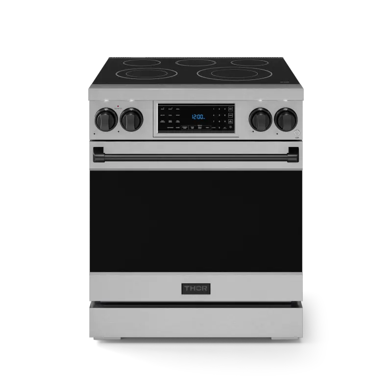 30 Inch Professional Electric Range with Tilt Panel Touch Control in Stainless Steel/Black | Gordon Ramsay Series - (RSE30BLK) -