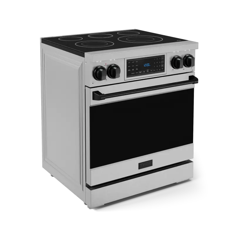 30 Inch Professional Electric Range with Tilt Panel Touch Control in Stainless Steel/Black | Gordon Ramsay Series - (RSE30BLK) -
