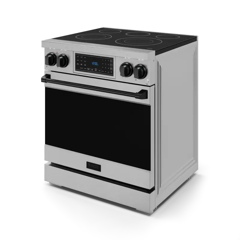 30 Inch Professional Electric Range with Tilt Panel Touch Control in Stainless Steel/Black | Gordon Ramsay Series - (RSE30BLK) -
