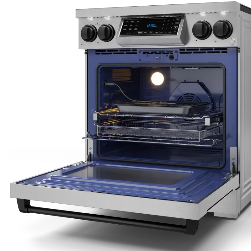 30 Inch Professional Electric Range with Tilt Panel Touch Control in Stainless Steel/Black | Gordon Ramsay Series - (RSE30BLK) -