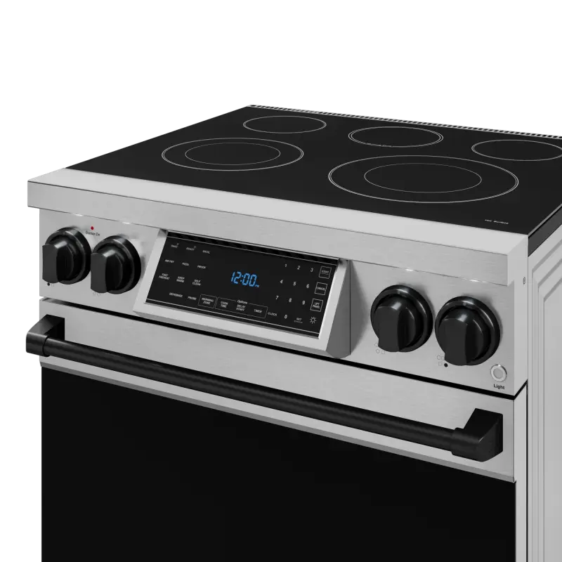 30 Inch Professional Electric Range with Tilt Panel Touch Control in Stainless Steel/Black | Gordon Ramsay Series - (RSE30BLK) -