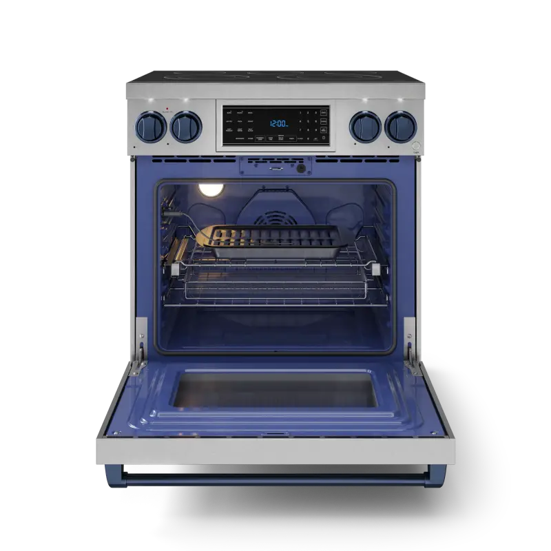 30 Inch Professional Electric Range with Tilt Panel Touch Control in Stainless Steel/Navy Blue | Gordon Ramsay Series - (RSE30BLU) -