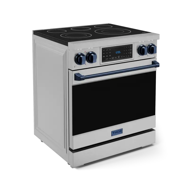 30 Inch Professional Electric Range with Tilt Panel Touch Control in Stainless Steel/Navy Blue | Gordon Ramsay Series - (RSE30BLU) -