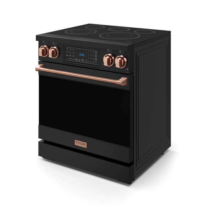 30 Inch Professional Electric Range with Tilt Panel Touch Control in Black/Rose Gold | Gordon Ramsay Series - (RSE30BRSG) -