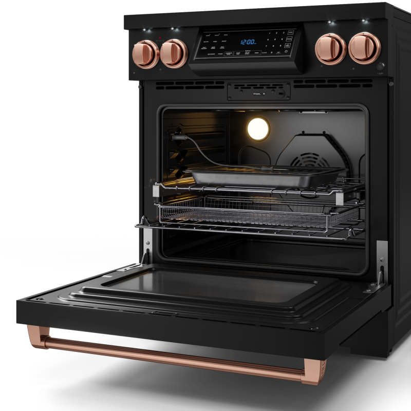 30 Inch Professional Electric Range with Tilt Panel Touch Control in Black/Rose Gold | Gordon Ramsay Series - (RSE30BRSG) -