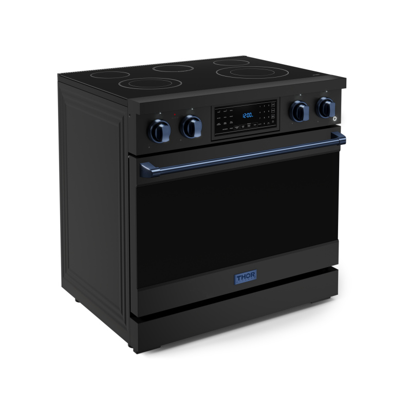36 Inch Professional Electric Range with Tilt Panel Touch Control in Black/Navy Blue | Gordon Ramsay Series - (RSE36BBLU) -