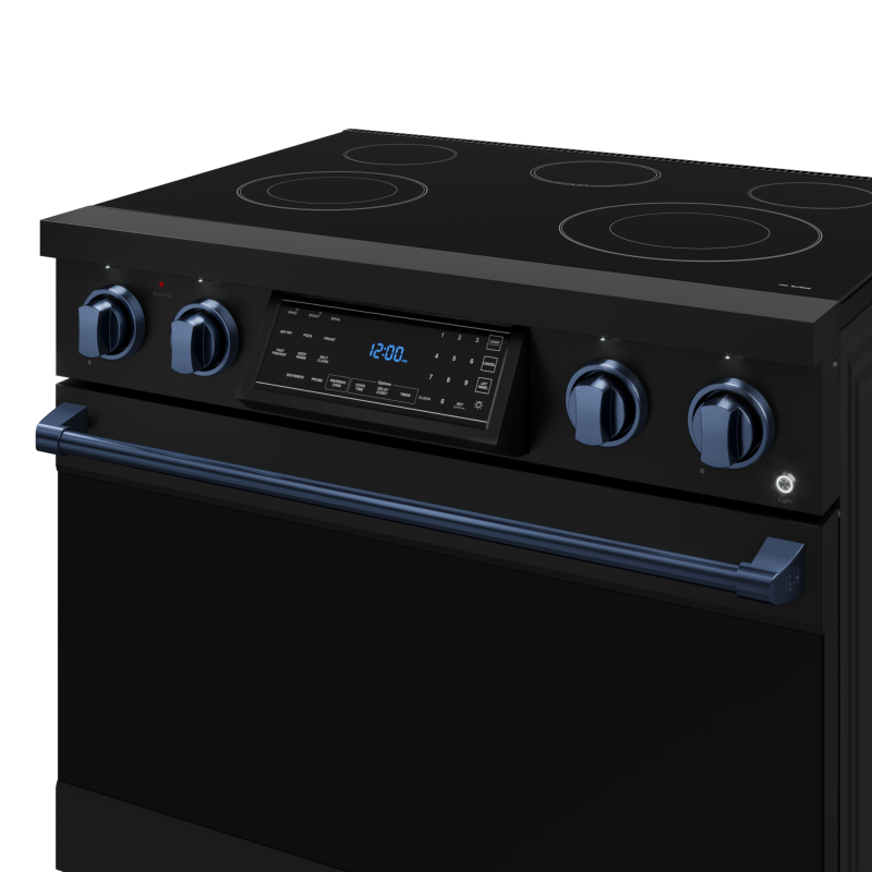 36 Inch Professional Electric Range with Tilt Panel Touch Control in Black/Navy Blue | Gordon Ramsay Series - (RSE36BBLU) -