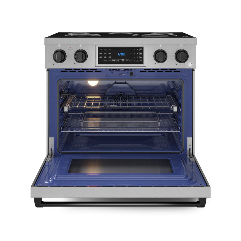 36 Inch Professional Electric Range with Tilt Panel Touch Control in Stainless Steel/Black | Gordon Ramsay Series - (RSE36BLK) -