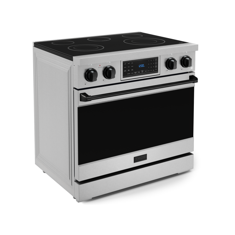 36 Inch Professional Electric Range with Tilt Panel Touch Control in Stainless Steel/Black | Gordon Ramsay Series - (RSE36BLK) -