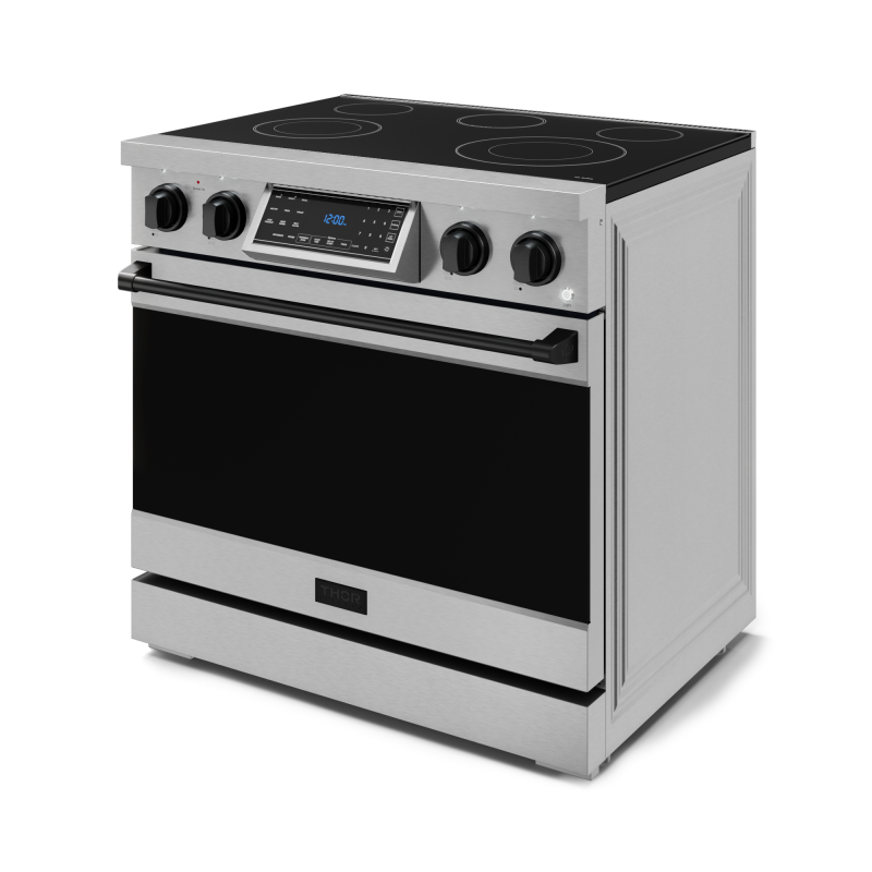 36 Inch Professional Electric Range with Tilt Panel Touch Control in Stainless Steel/Black | Gordon Ramsay Series - (RSE36BLK) -