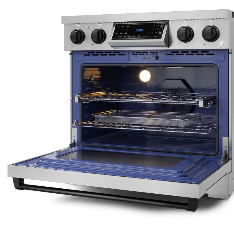 36 Inch Professional Electric Range with Tilt Panel Touch Control in Stainless Steel/Black | Gordon Ramsay Series - (RSE36BLK) -