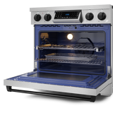 36 Inch Professional Electric Range with Tilt Panel Touch Control in Stainless Steel/Black | Gordon Ramsay Series - (RSE36BLK) -