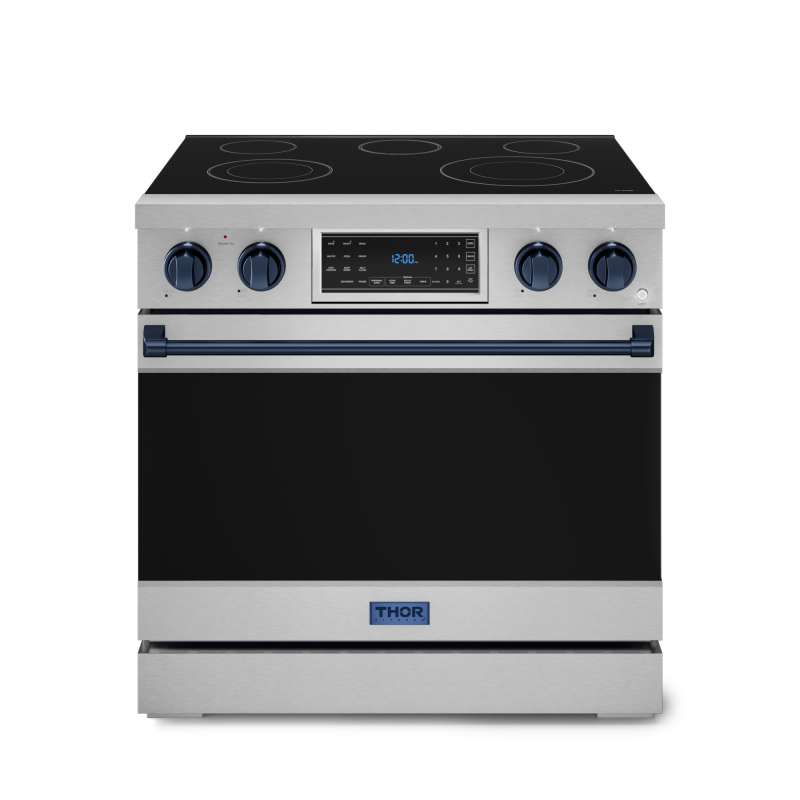 36 Inch Professional Electric Range with Tilt Panel Touch Control in Stainless Steel/Navy Blue | Gordon Ramsay Series - (RSE36BLU) -