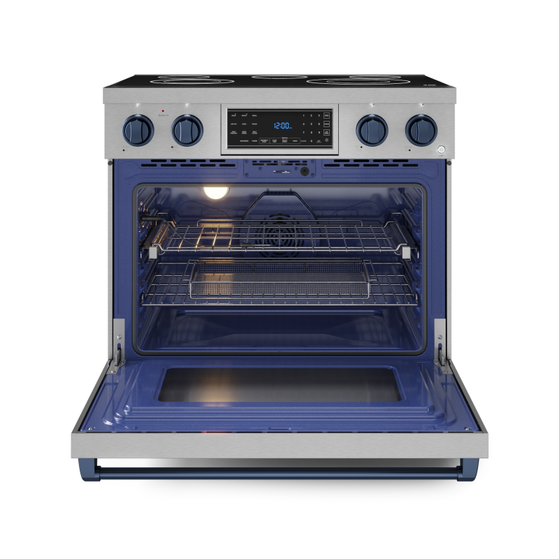 36 Inch Professional Electric Range with Tilt Panel Touch Control in Stainless Steel/Navy Blue | Gordon Ramsay Series - (RSE36BLU) -