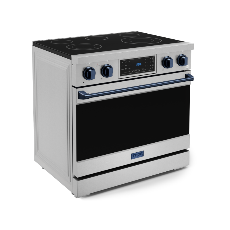 36 Inch Professional Electric Range with Tilt Panel Touch Control in Stainless Steel/Navy Blue | Gordon Ramsay Series - (RSE36BLU) -
